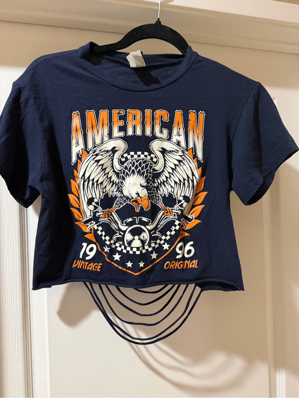 American Eagle Outfitters Navy Graphic Crop Tee with Eagle Print